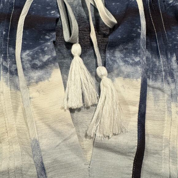 Dress Boho Tie Dye Cottage Festival Hippie 70s Beachy Coastal Casual Blue Medium - Picture 3 of 7